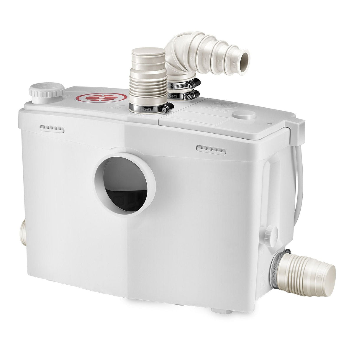 Macerator Pump, 1200W, 48 GPM Flow, 33 ft/10 m Head, Macerator Sewerage Toilet Pump with 4 Water Inlets, Waste Water Disposal Upflush Machine for Toilet, Basement, Shower, Sink, Laundry, Bathtub