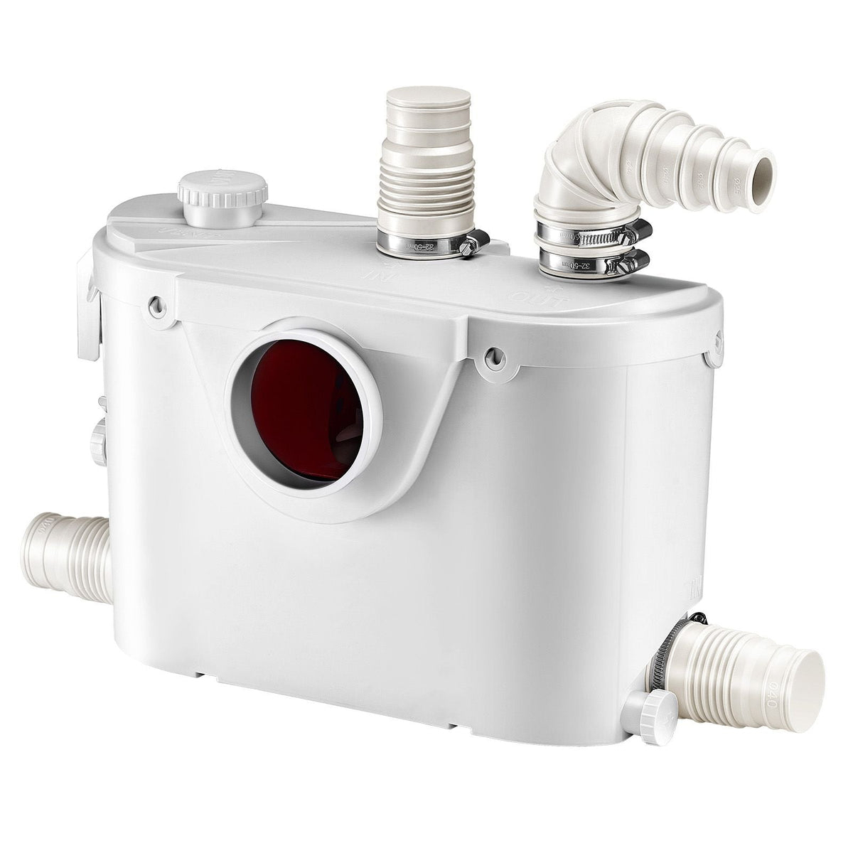 Macerator Pump, 500W, 29 GPM Flow, 26 ft/8 m Head, Macerator Sewerage Toilet Pump with 4 Water Inlets, Waste Water Disposal Upflush Machine for Toilet, Basement, Shower, Sink, Laundry, Bathtub
