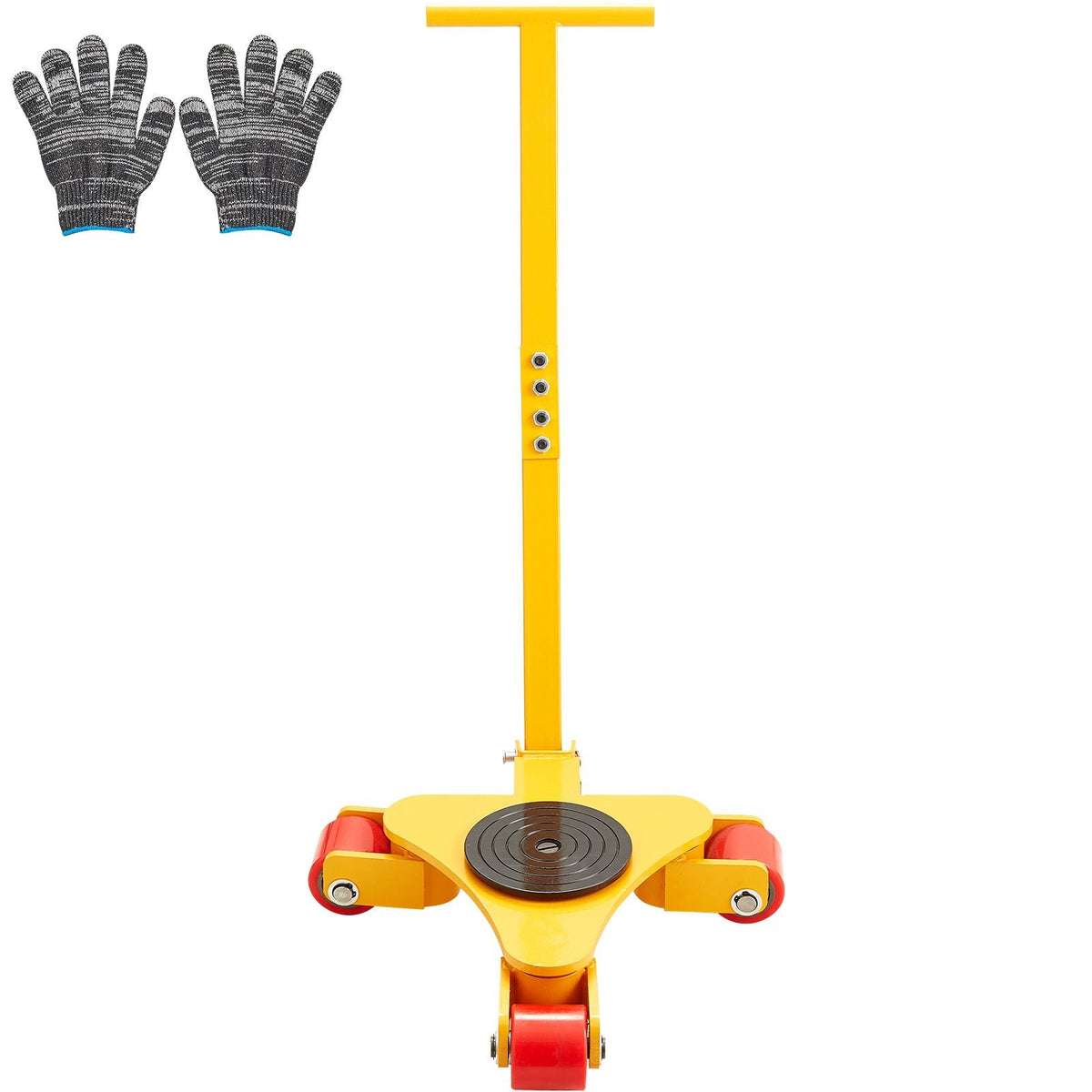 Machinery Skate Dolly, 6614 LBS/3T Industrial Machinery Mover with Handle, Carbon Steel Machinery Moving Skate with 3 360° Swivel PU Wheels, 360° Rotation Non-Slip Cap for Warehouse, Workshop