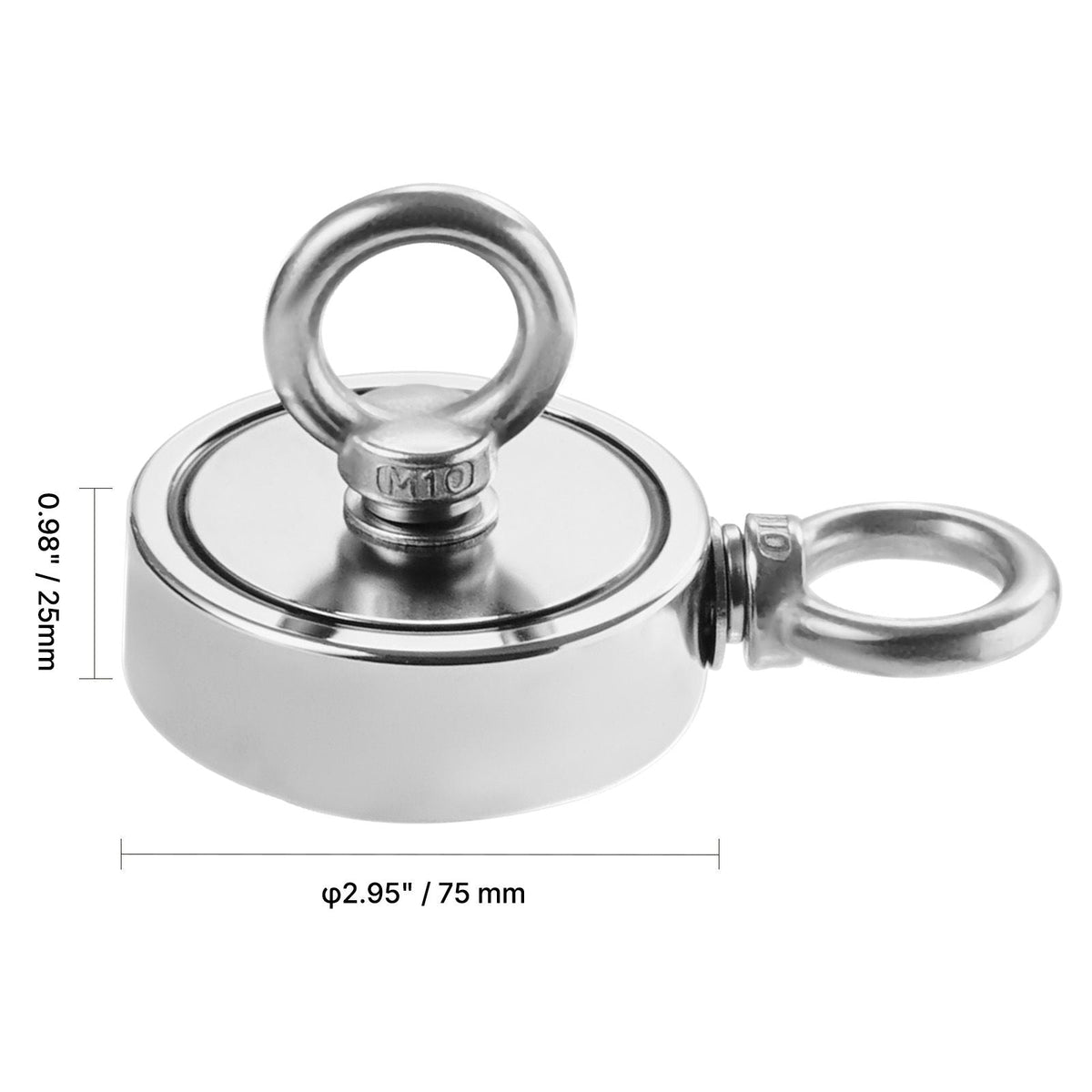 Magnet Fishing Kit, 1000 LBS/454 Kg Double-Sided Pulling Force Strong Magnet Fishing Kit, Rare Earth Neodymium Magnetic Fishing Kit Includes Grappling Hook, Heavy Duty Rope, Gloves and Eyebolt