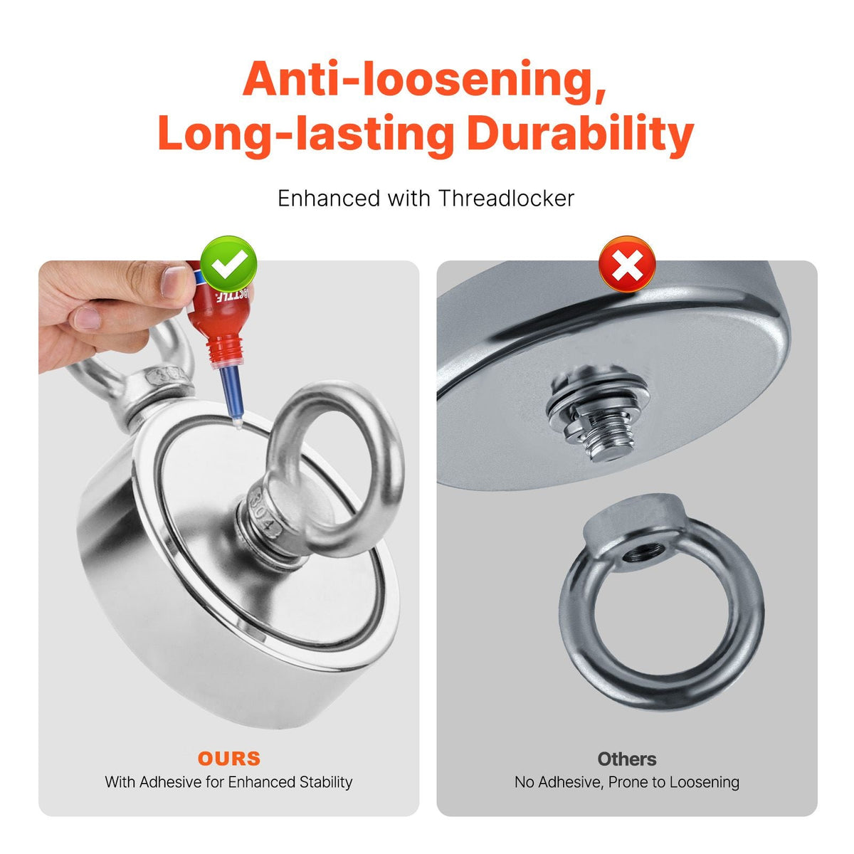 Magnet Fishing Kit, 1000 LBS/454 Kg Double-Sided Pulling Force Strong Magnet Fishing Kit, Rare Earth Neodymium Magnetic Fishing Kit Includes Grappling Hook, Heavy Duty Rope, Gloves and Eyebolt