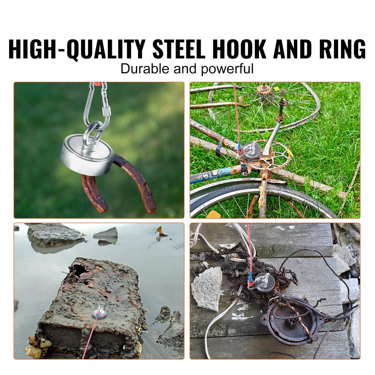 Magnet Fishing Kit, 1200lbs 2.95inch Diameter Double Sided Fishing Magnets, Strong Neodymium Magnet with Heavy Duty 65FT Rope, Grappling Hook, Waterproof Case, Gloves, Threadlocker, Eye Bolt