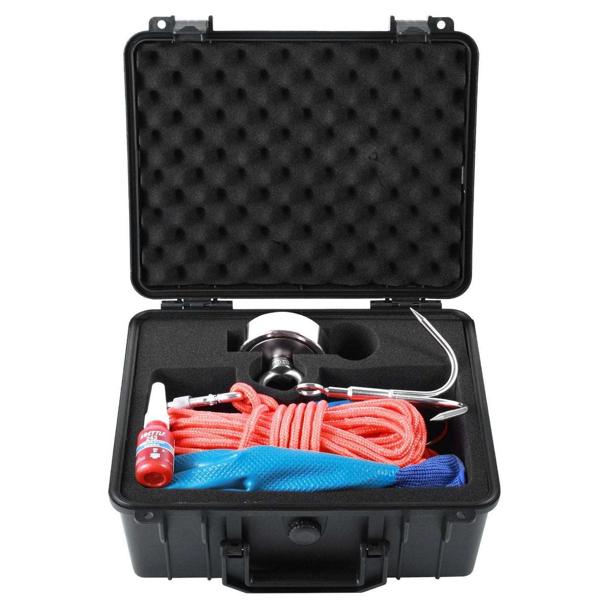 Magnet Fishing Kit, 1200lbs 2.95inch Diameter Double Sided Fishing Magnets, Strong Neodymium Magnet with Heavy Duty 65FT Rope, Grappling Hook, Waterproof Case, Gloves, Threadlocker, Eye Bolt