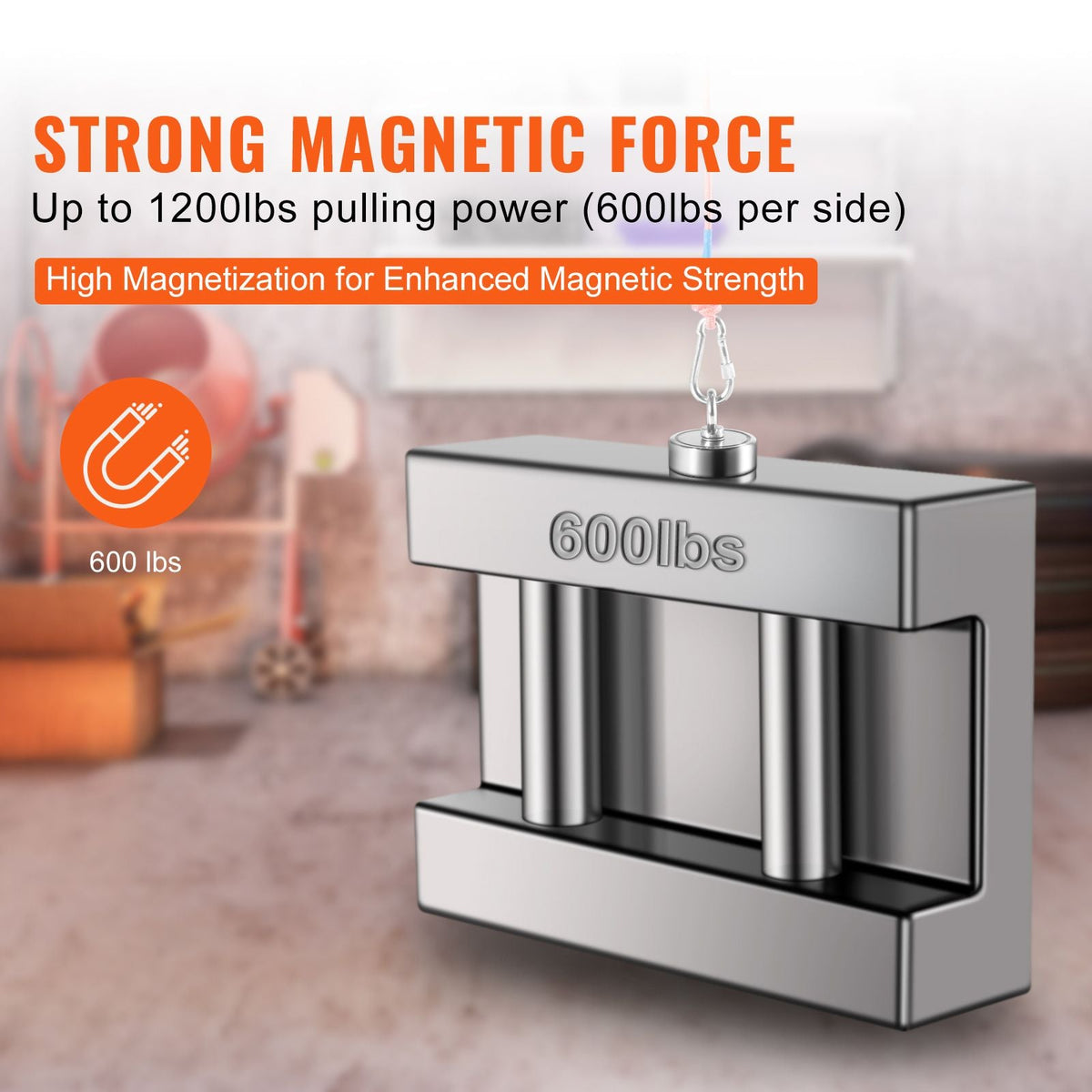 Magnet Fishing Kit, 1200lbs 2.95inch Diameter Double Sided Fishing Magnets, Strong Neodymium Magnet with Heavy Duty 65FT Rope, Grappling Hook, Waterproof Case, Gloves, Threadlocker, Eye Bolt