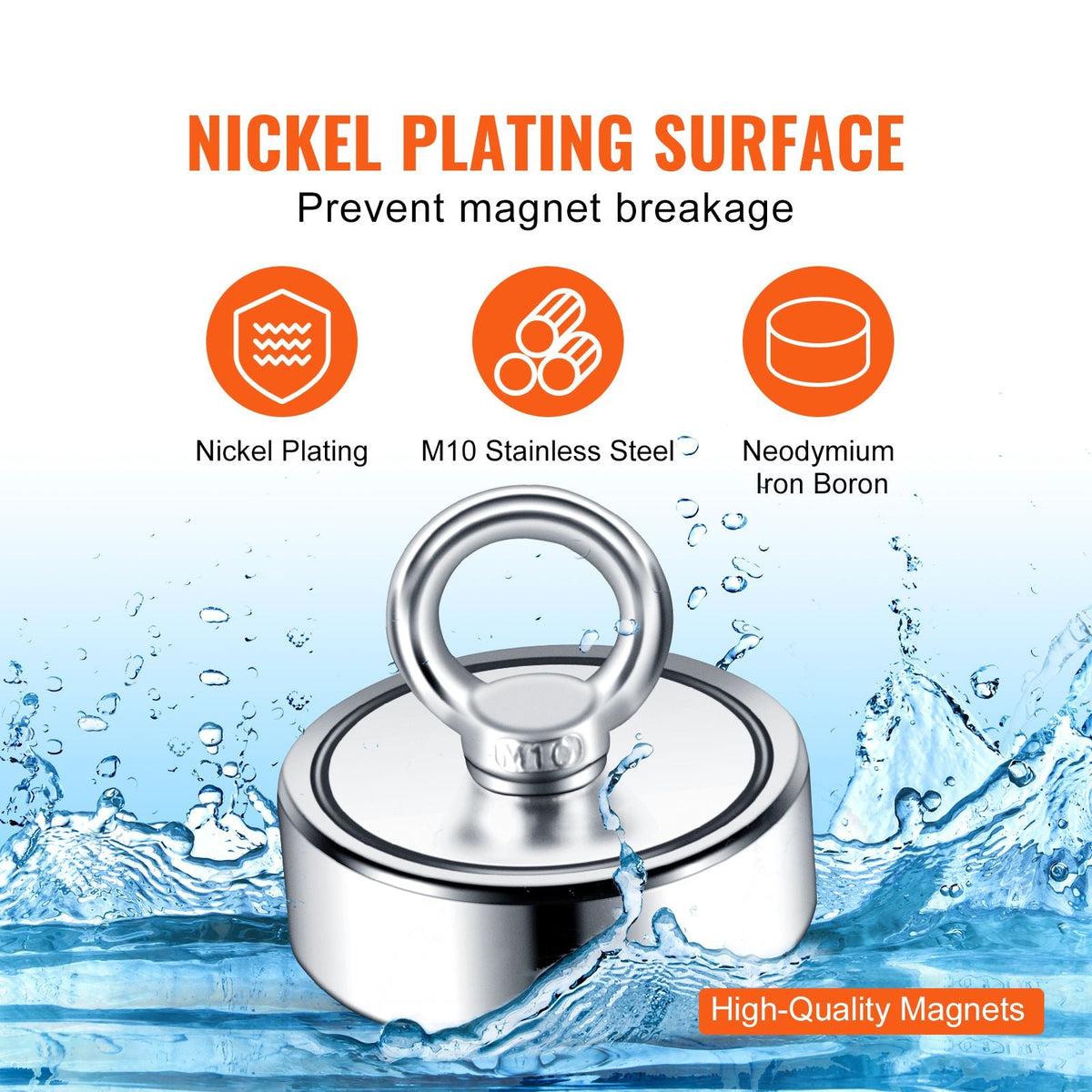 Magnet Fishing Kit, 1200lbs 2.95inch Diameter Double Sided Fishing Magnets, Strong Neodymium Magnet with Heavy Duty 65FT Rope, Grappling Hook, Waterproof Case, Gloves, Threadlocker, Eye Bolt