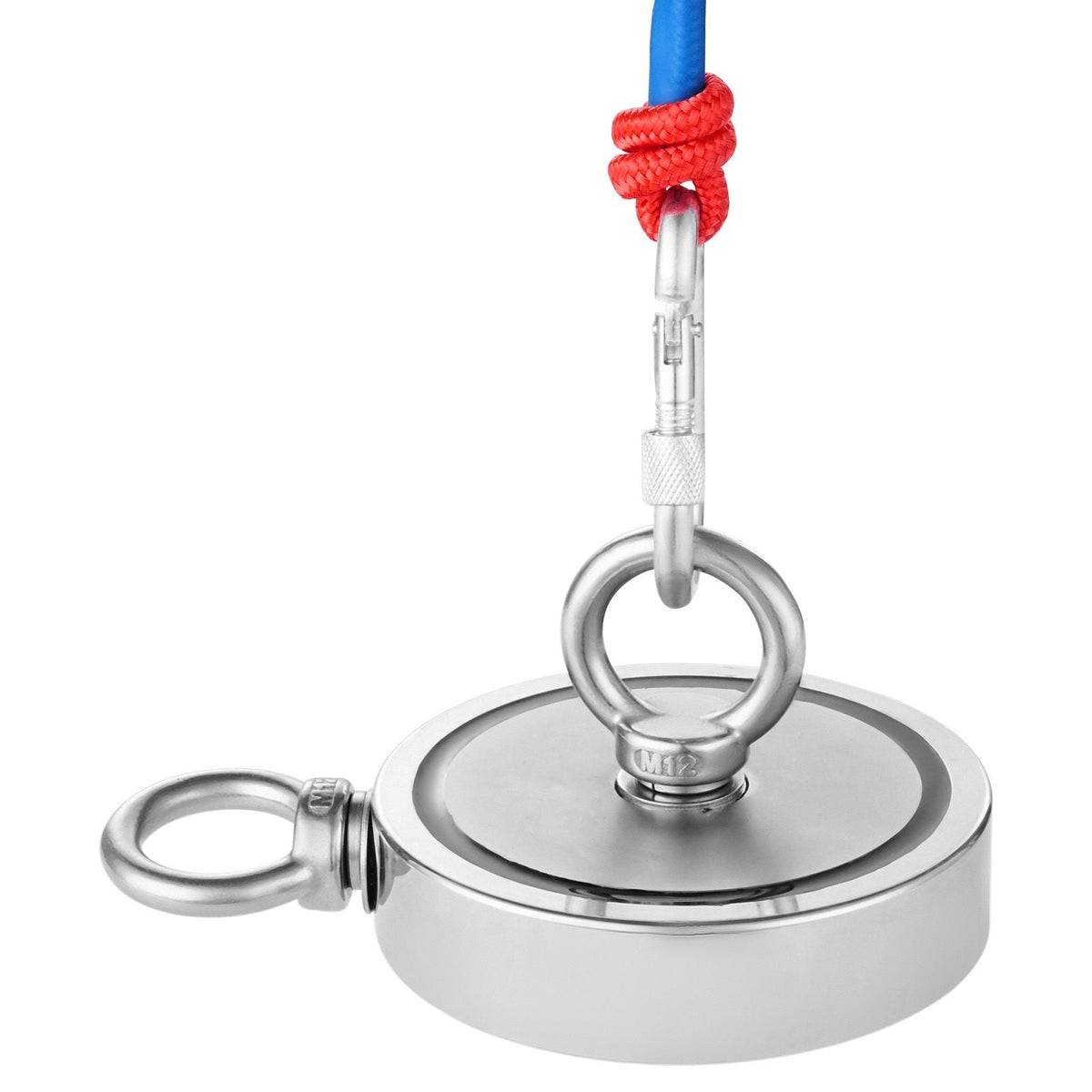 Magnet Fishing Kit, 2000 LBS/907 Kg Double-Sided Pulling Force Strong Magnet Fishing Kit, Rare Earth Neodymium Magnetic Fishing Kit Includes Grappling Hook, Heavy Duty Rope, Gloves and Eyebolt