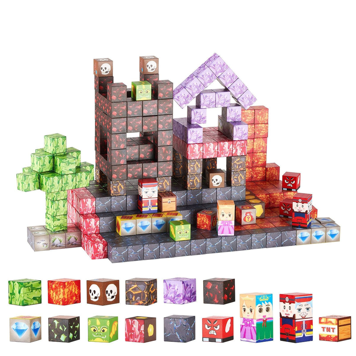 Magnetic Blocks, 100 PCS Dark Castle Set, Magnetic Building Cubes for Kids, STEM Montessori Sensory Toys for Christmas Birthday Gift, Construction Stacking Toy for 3+ Years Old Boys & Girls