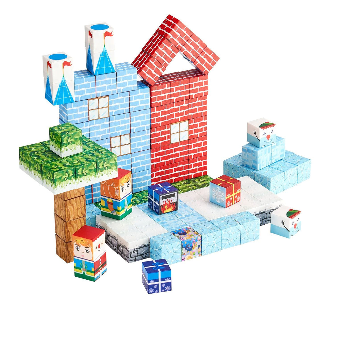 Magnetic Blocks, 150 PCS Glacier Castle Set, Magnetic Building Cubes for Kids, STEM Montessori Sensory Toys for Christmas Birthday Gift, Construction Stacking Toy for 3+ Years Old Boys & Girls