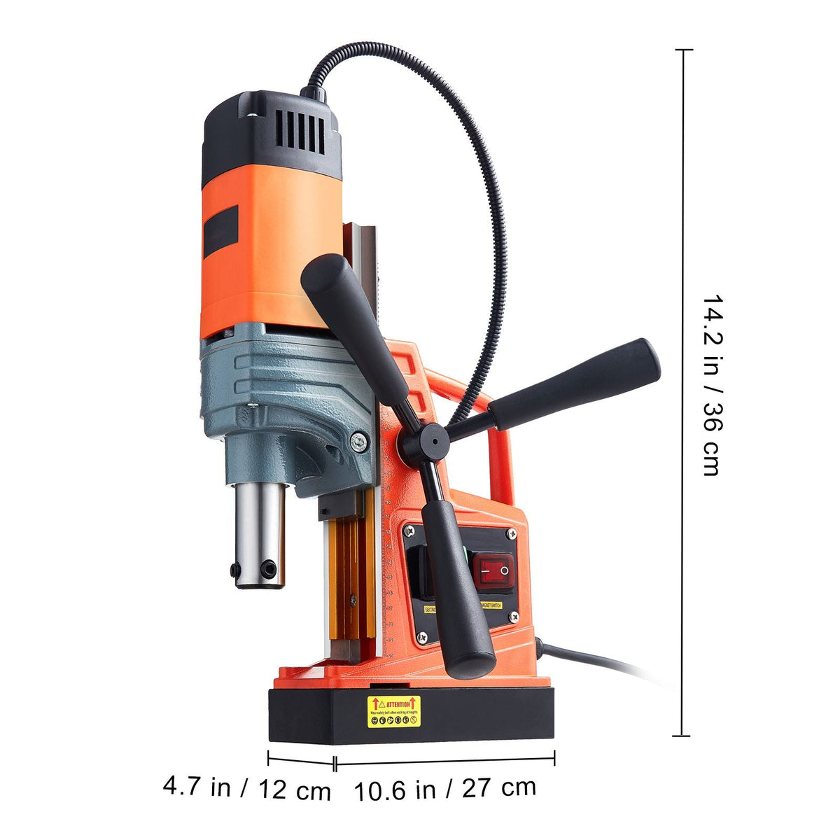 Magnetic Drill, 1300W Motor 1.6 in Boring Diameter, 2810 lbf Portable Electric Mag Drill Press, 810 RPM No-Load Speed, Drilling Machine for Metal Surface, Industrial and Home Improvement