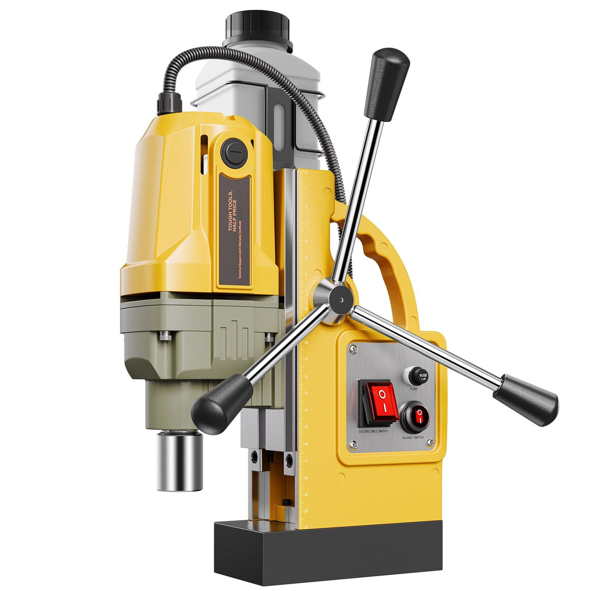 Magnetic Drill, 1400W Motor 1.6 in Boring Diameter, 2810 lbf Portable Electric Mag Drill Press, 800 RPM No-Load Speed, Drilling Machine for Metal Surface, Industrial and Home Improvement