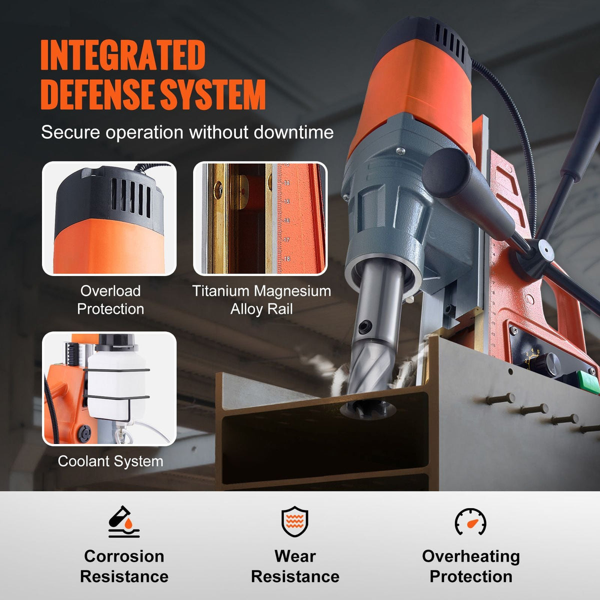 Magnetic Drill, 1550W Motor 2 in Boring Diameter, 2922 lbf Portable Electric Mag Drill Press, 0-500 RPM Variable Speed, Drilling Machine for Metal Surface, Industrial and Home Improvement