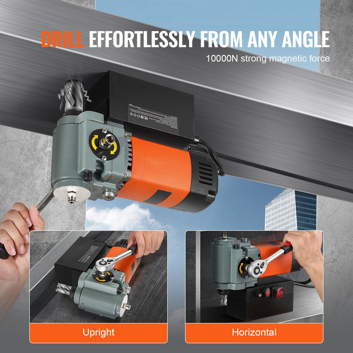 Magnetic Drill Press, 1300W Low Profile Mag Drill, Light Weight Portable Mag Drilling Machine with Cooling Device and Overload Protection, Mag Press for Equipment Installation, Industrial
