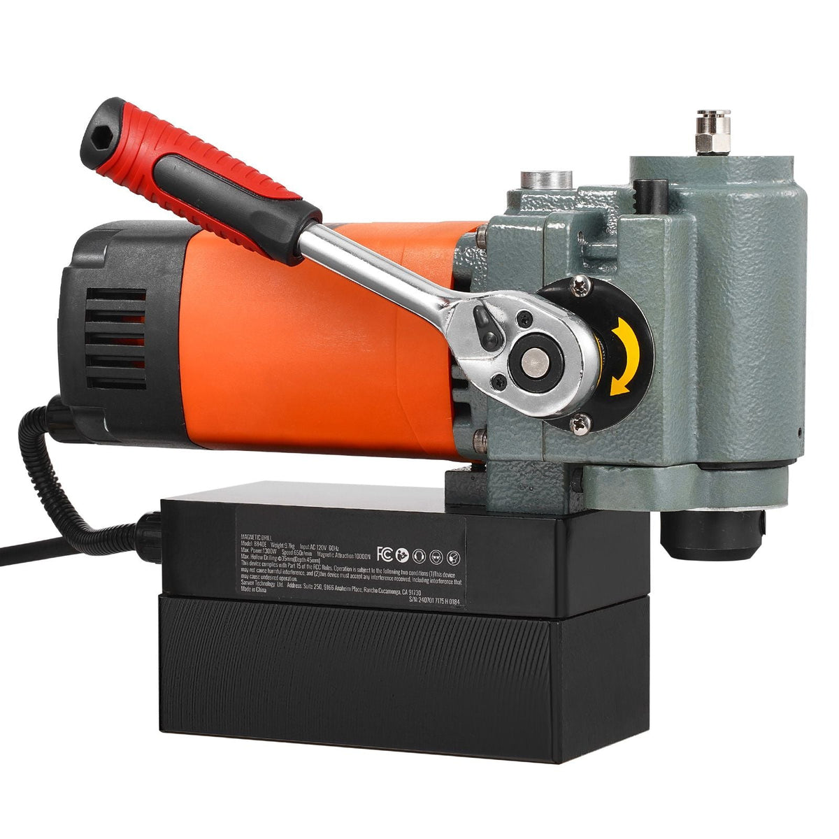 Magnetic Drill Press, 1300W Low Profile Mag Drill, Light Weight Portable Mag Drilling Machine with Cooling Device and Overload Protection, Mag Press for Equipment Installation, Industrial