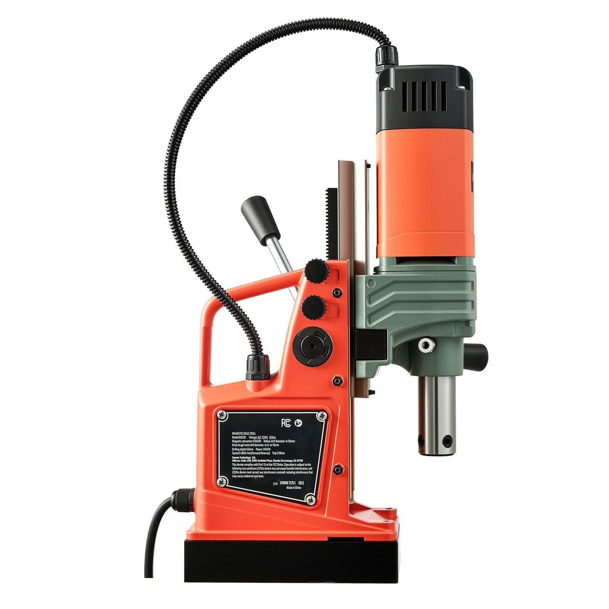 Magnetic Drill Press, 1400 W, 2 in Boring Diameter, 2810 lbf Power Portable Mag Drill Press, 0–800 RPM Adjustable Speed, with Weldon Shank, for Metal Surface, Industrial and Home Improvement