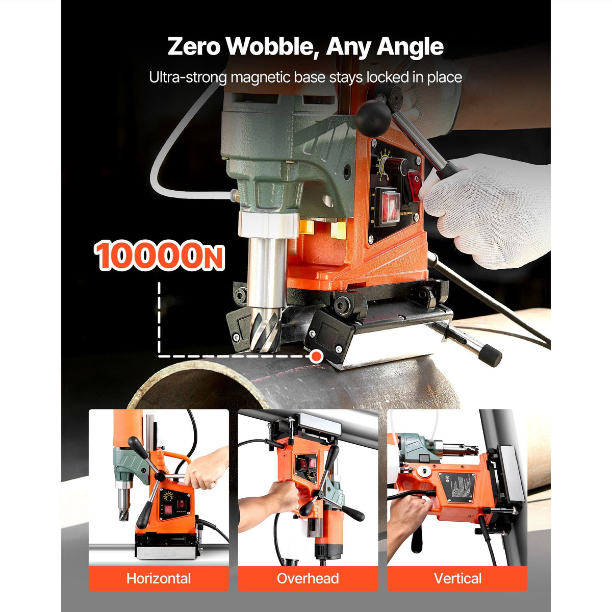 Magnetic Drill Press, 1400 W, 2 inch Boring Diameter, 0-750 RPM Speed, Reversible Direction, Mag Drill Press with 11 Core Bits, Electric Drilling Machine for Industrial and Home Improvement