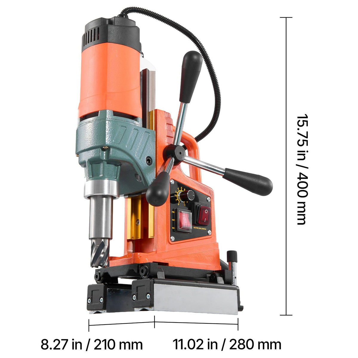 Magnetic Drill Press, 1400 W, 2 inch Boring Diameter, 0-750 RPM Speed, Reversible Direction, Mag Drill Press with 6 Core Bits, Electric Drilling Machine for Industrial and Home Improvement