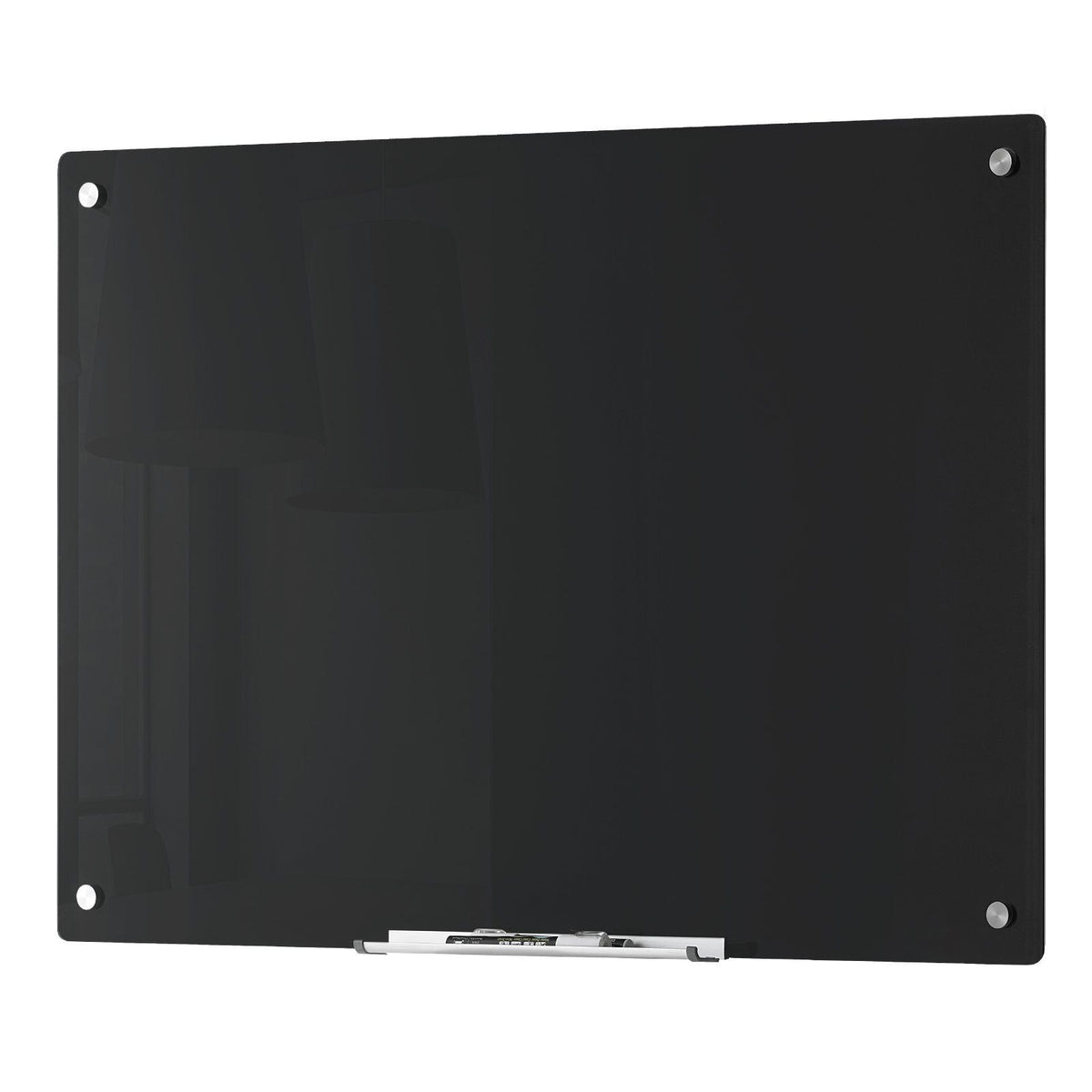Magnetic Glass Whiteboard, Dry Erase Board 36"x24", Wall-Mounted Large White Glassboard Frameless, with Marker Tray, an Eraser and 2 Markers, Black