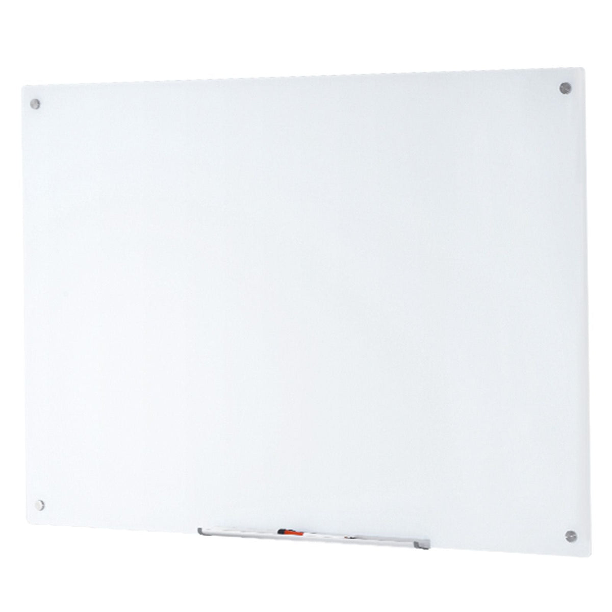 Magnetic Glass Whiteboard, Dry Erase Board 48"x32", Wall-Mounted Large White Glassboard Frameless, with Marker Tray, an Eraser and 2 Markers, White