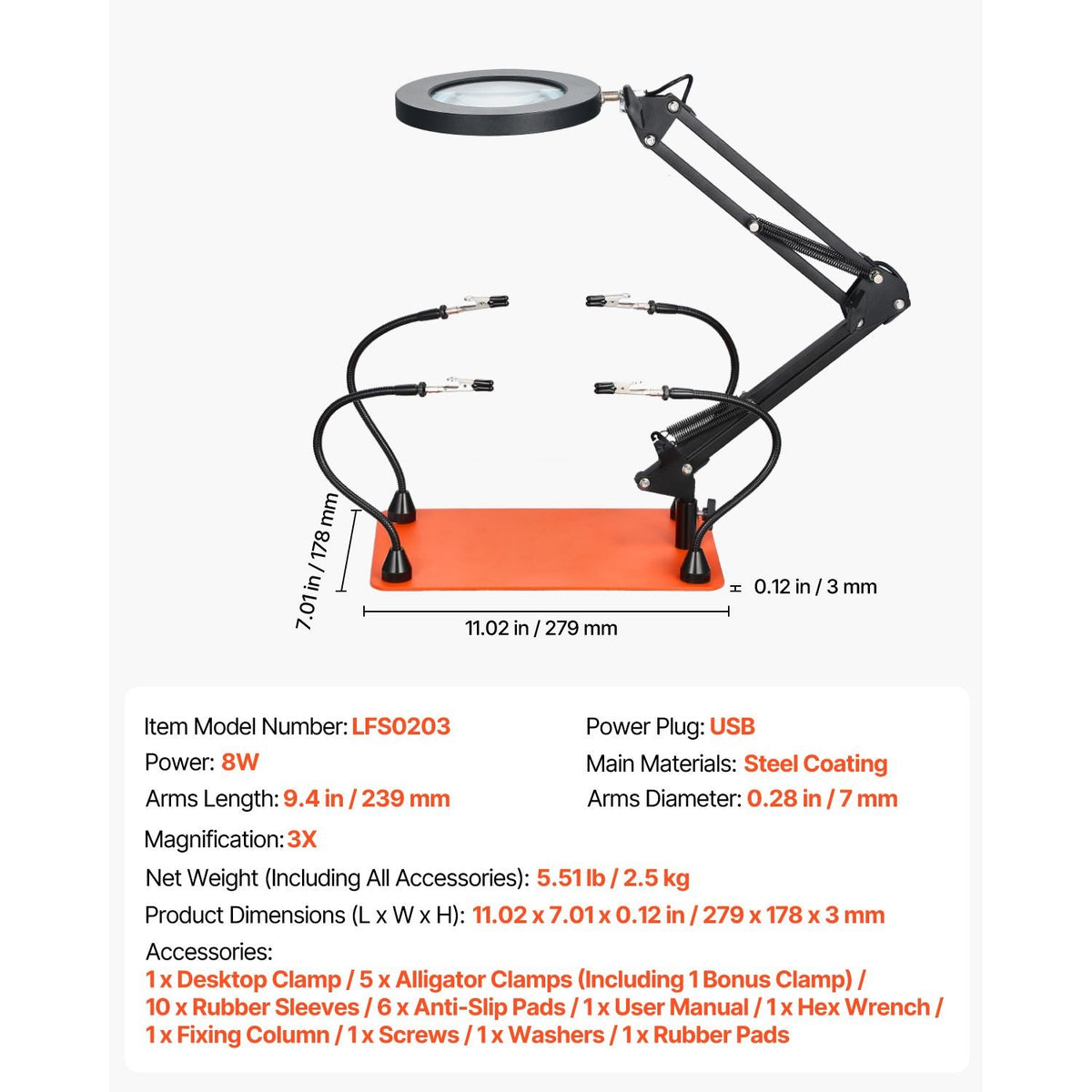 Magnetic Helping Hands Soldering Station, 4 Flexible Arms Third Hand Tool with 3X LED Magnifying Lamp & Non-Slip Heavy-Duty Base, Soldering Helping Hands for Electronic Repair Craft Hobby DIY