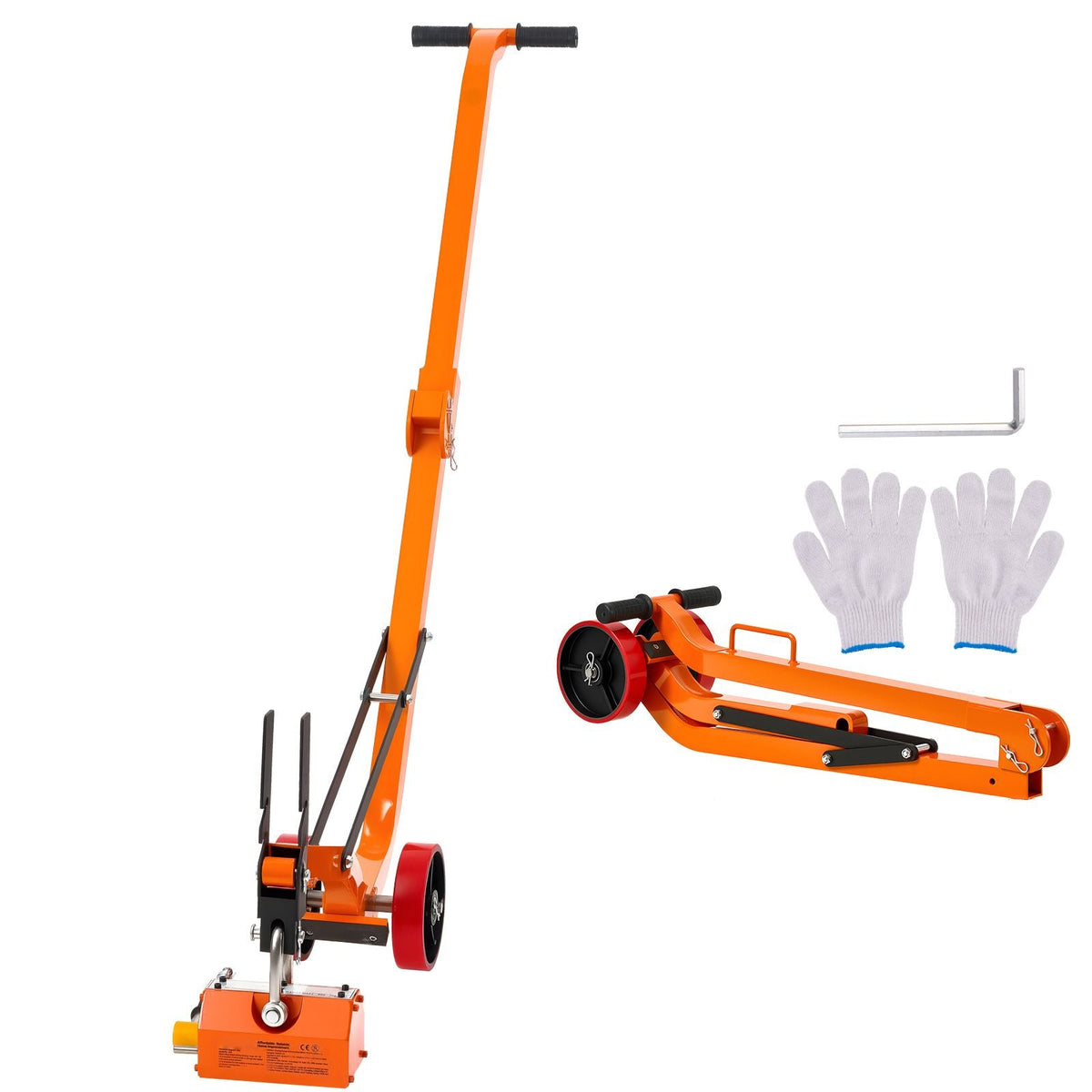Magnetic Lid Lifter Dolly, 1320 lbs Pulling Capacity, Steel Dolly with Heavy Duty Magnet Lift and 2 Wheels, Adjustable Handle, N42 Neodymium, Foldable and Portable, for Lifting Manhole Covers
