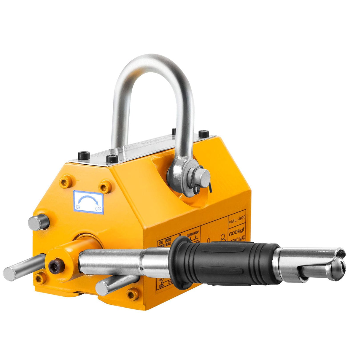 Magnetic Lifter, 1320 lbs/600kg Pulling Capacity, 2.5 Safety Factor, Steel and Neodymium, Lifting Magnet with Release, Permanent Lift Magnets, Heavy Duty Magnet for Hoist, Block, Shop Crane