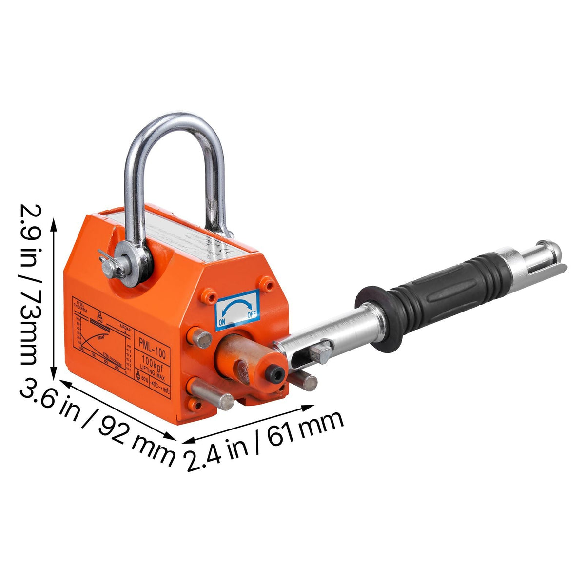 Magnetic Lifter, 220 lbs/100 kg Pulling Capacity, 2.5 Safety Factor, Neodymium & Steel, Lifting Magnet with Release, Permanent Lift Magnets, Heavy Duty Magnet for Hoist, Shop Crane, Block, Board