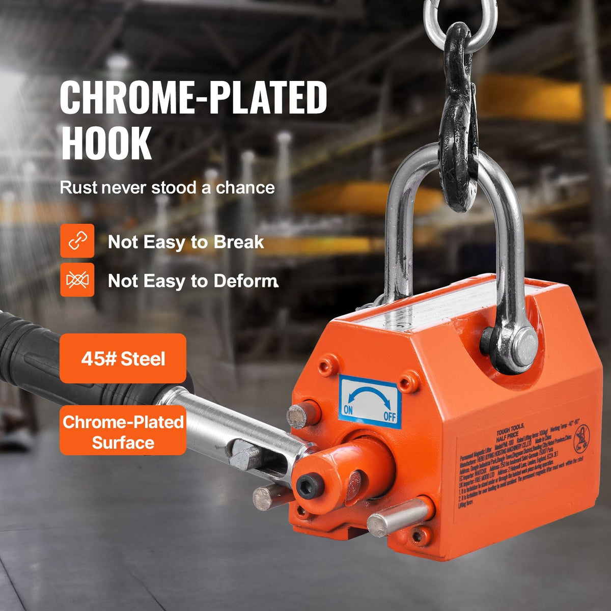 Magnetic Lifter, 220 lbs/100 kg Pulling Capacity, 2.5 Safety Factor, Neodymium & Steel, Lifting Magnet with Release, Permanent Lift Magnets, Heavy Duty Magnet for Hoist, Shop Crane, Block, Board