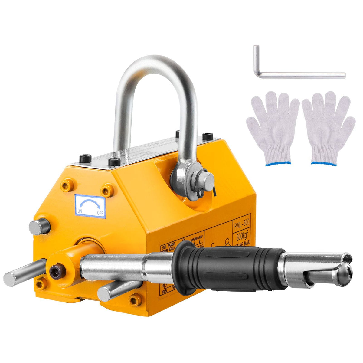 Magnetic Lifter, 660 lbs/300 kg Pulling Capacity, 2.5 Safety Factor, Neodymium & Steel, Lifting Magnet with Release, Permanent Lift Magnets, Heavy Duty Magnet for Hoist, Shop Crane, Block, Board