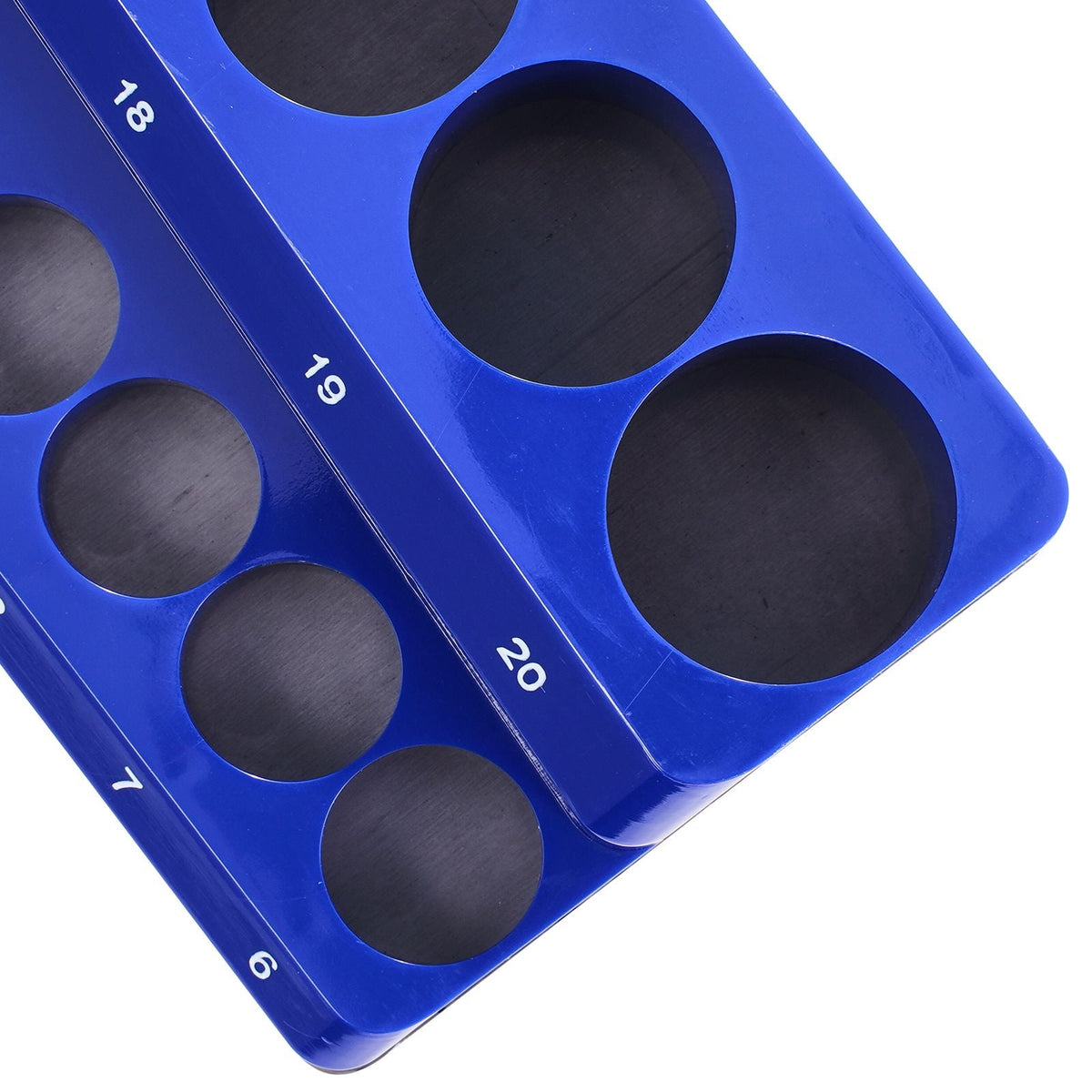 Magnetic Socket Organizer Set, 3PCS Magnetic Socket Holder, 1/4'', 3/8'' & 1/2'' Metric Socket Trays with Clear Labels, Hold up to 75PCS Standard & Deep Sockets, Blue (Sockets Not Included)