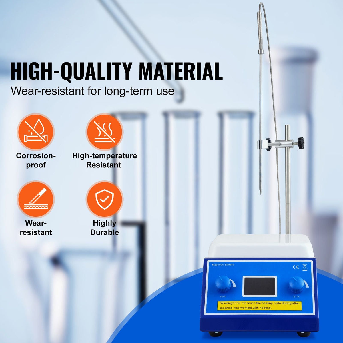 Magnetic Stirrer Hot Plate, Max 572 Fahrenheit /300 Celsius , 0-2000 RPM Hot Plate with Magnetic Stirrer, 5000mL Hot Plate Stirrer with LED Screen, Support Stand and Stir Bars Included