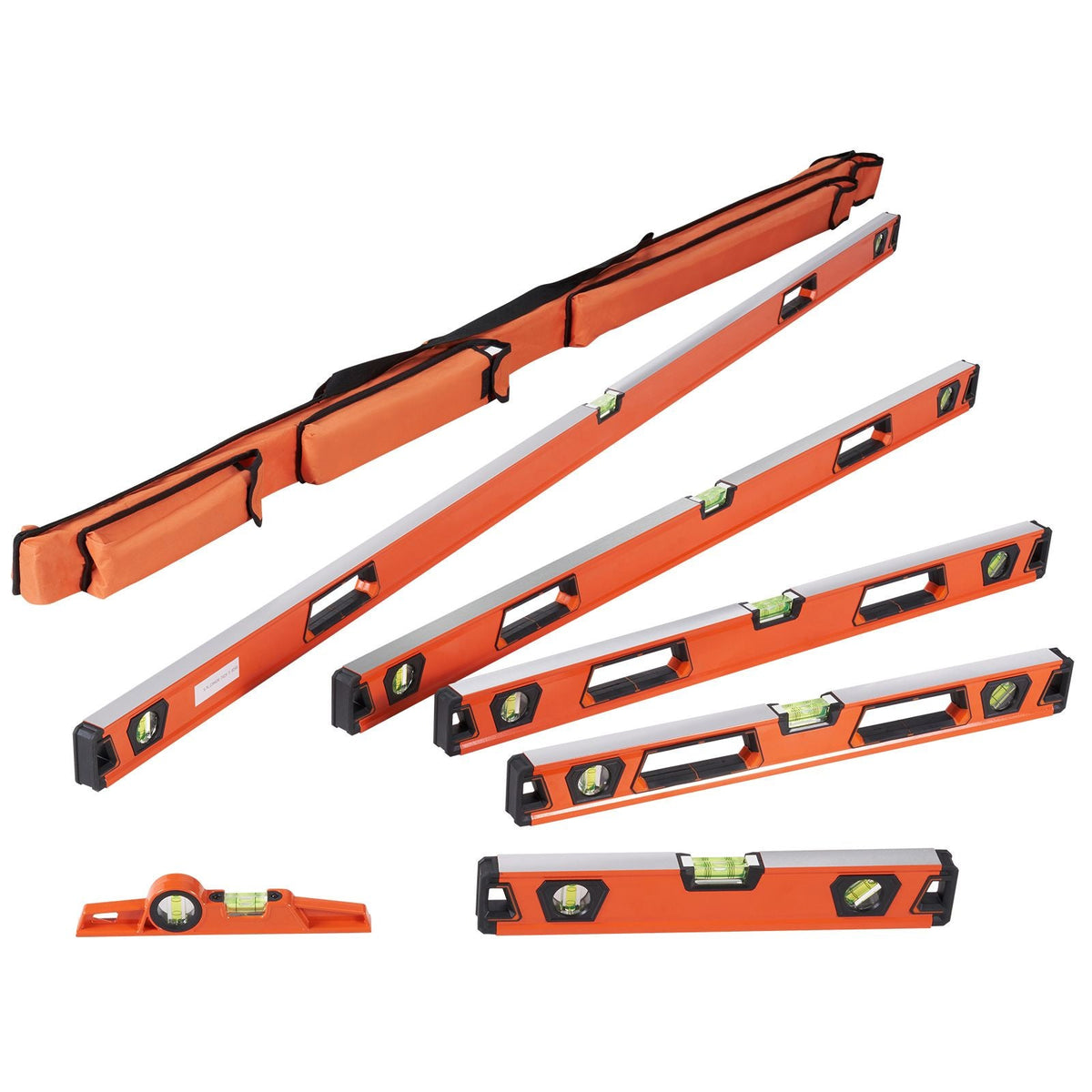 Magnetic Torpedo Level, 78/48/32/24/16/10 in Mechanical Level Set, Bubble Vials Ruler for 45/90/180 Degree, Aluminum Alloy Leveler Tool w/ Viewing Window, Shock-Resistant for Plumbing, Wood