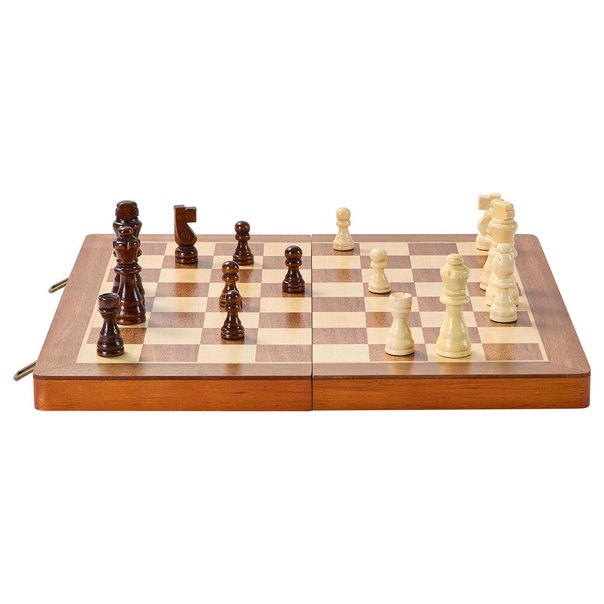 Magnetic Wooden Chess Set, 15 inch 2-IN-1 Chess Checkers Game Set, Folding Chess Board Games for Adults Kids, 2 Queens Portable Travel Gift Chess Set for Tournament Professional Beginner