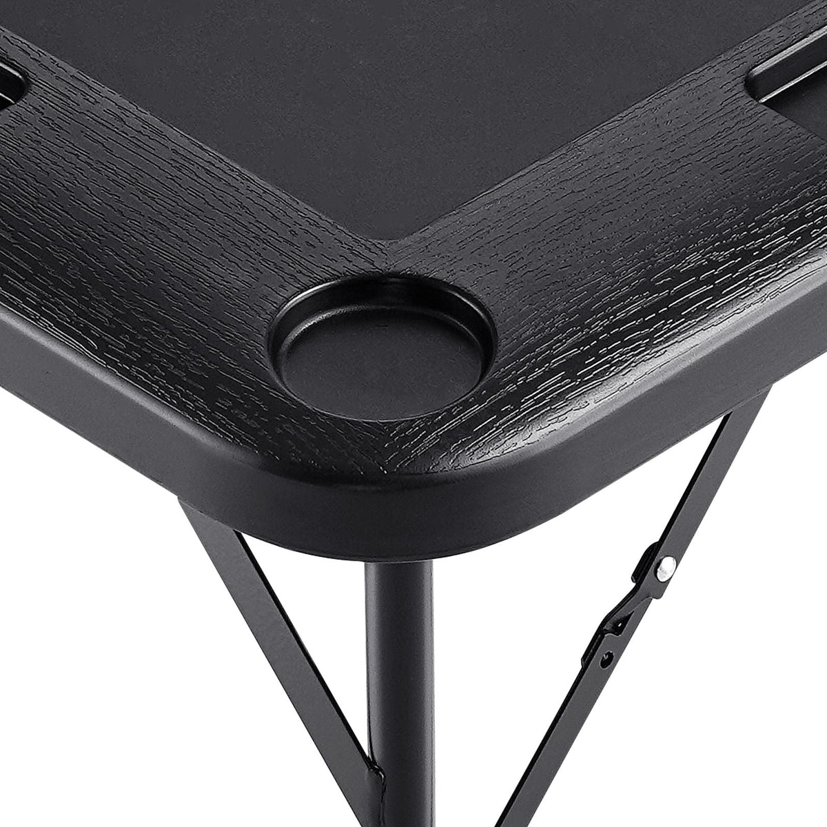 Mahjong Table, Square 4 Player Folding Card Table with 4 Cup Holders & 4 Chip Trays, Portable Domino Game Table with 1 Set of Dominoes for Mahjong Poke Puzzles, 35.4 x 35.4-inch, Black