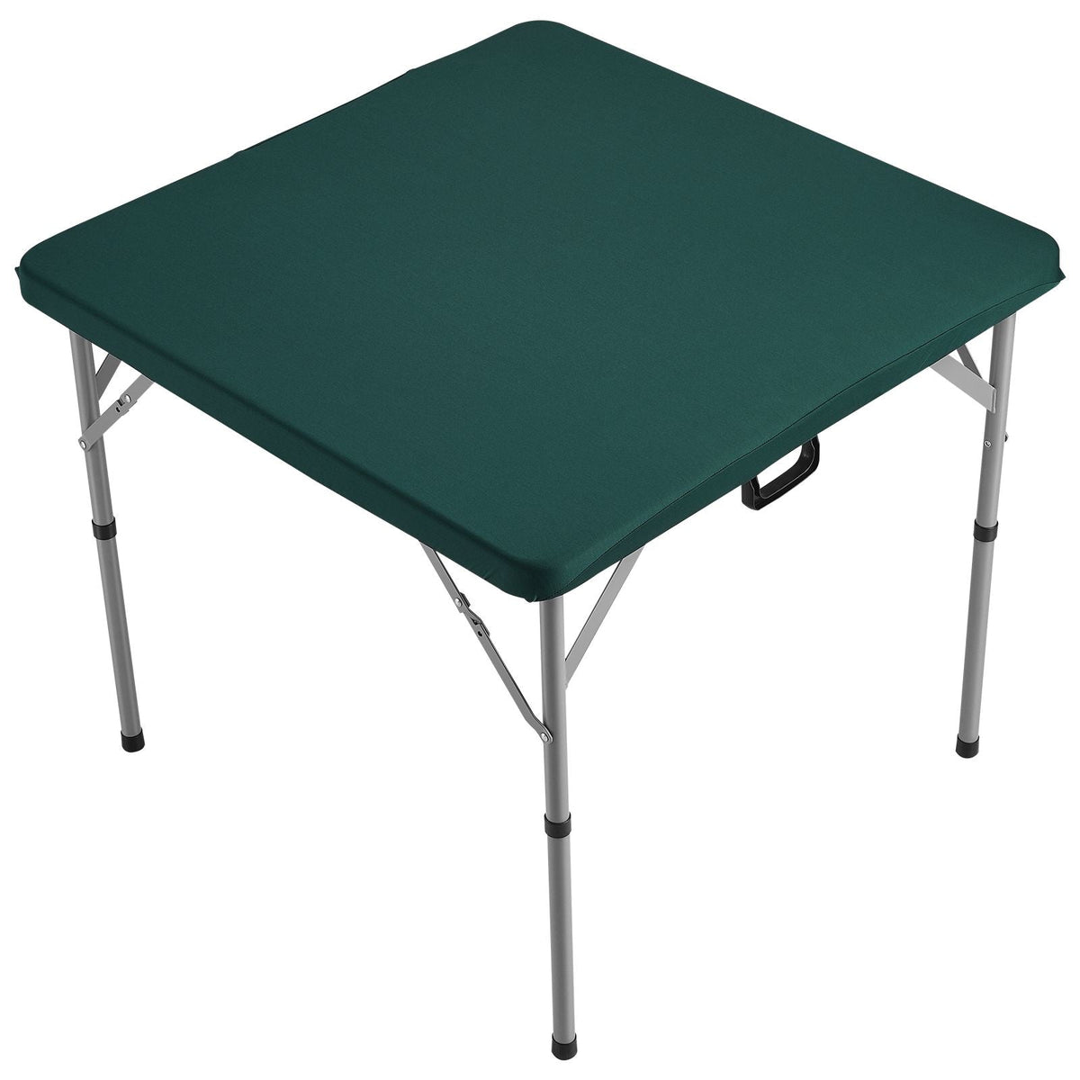 Mahjong Table with Mahjong Tiles Set, Fold-in-Half 4 Player Card Table with 144PCS Majiang Tiles and 3 Dice, Portable Bi-Folding Domino Table with Wear-Resistant Green Tabletop & Carrying Handle