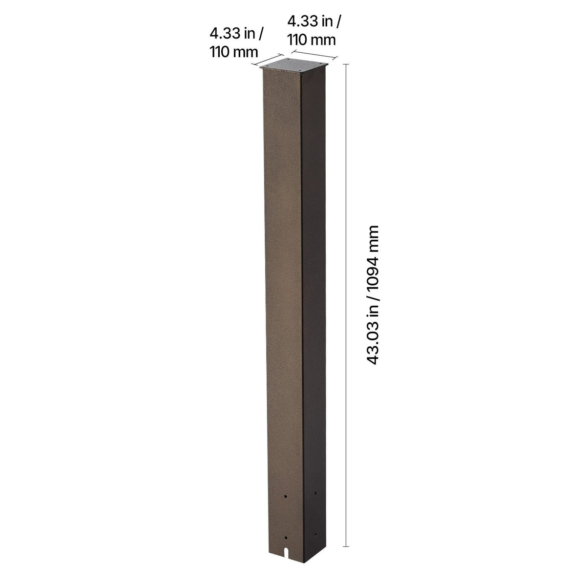 Mailbox Post, 43 x 4 x 4 Inches, Steel In-Ground Mounting Mail Box Stand with Powder Coating Surface, Heavy Duty Metal Post Sleeve Kit for Outside Curbside Residential Use, Easy Install, Bronze