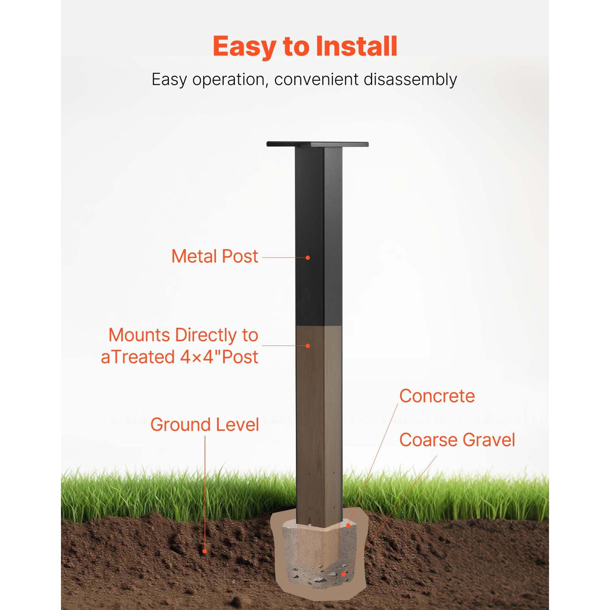 Mailbox Post, 43 x 4 x 4 Inches, Steel In-Ground Mounting Mail Box Stand with Universal Plate Bracket, Heavy Duty Metal Post Sleeve Kit for Outside Curbside Residential Use, Powder Coated Black