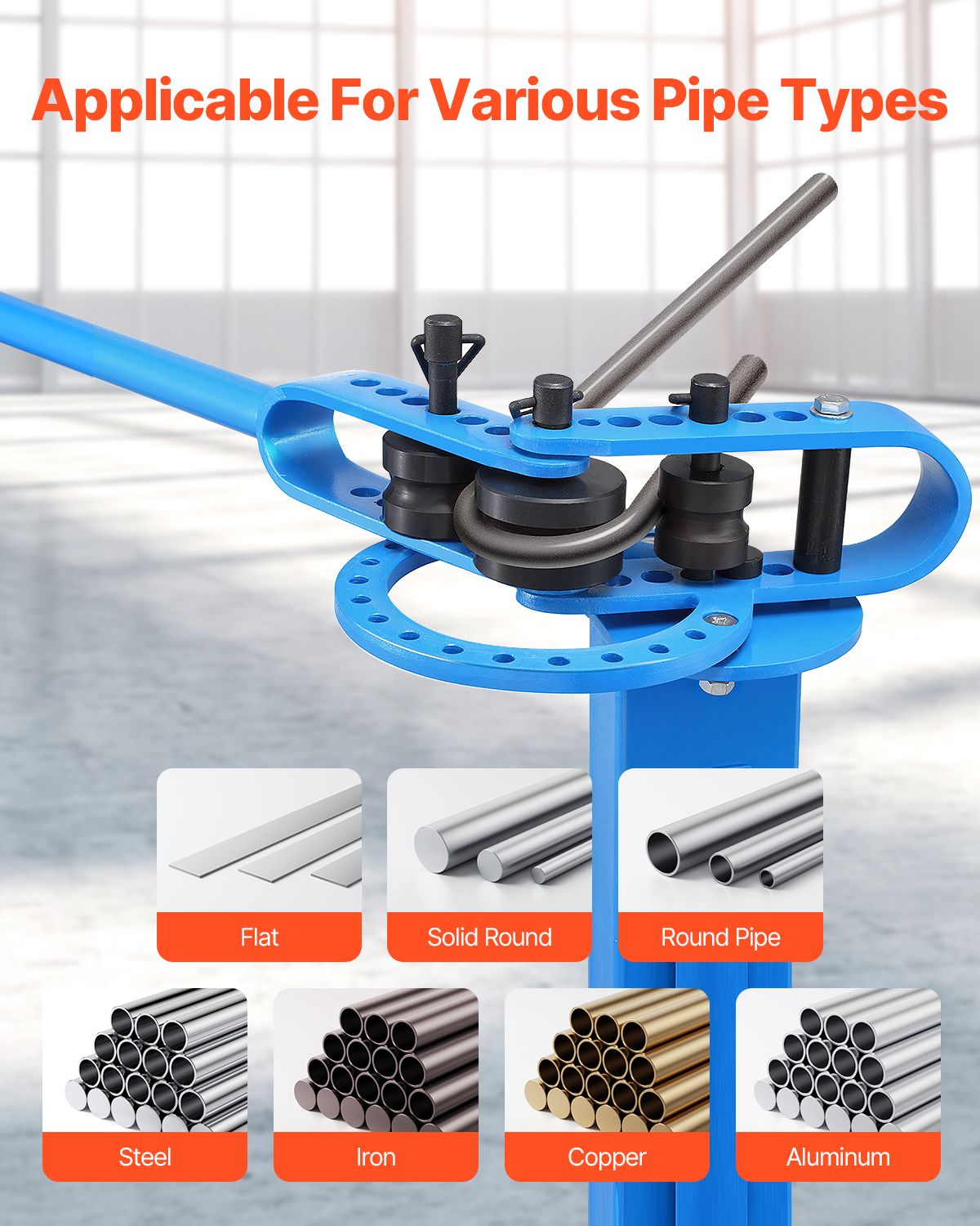 Manual Bending Machine with 14 Bending Dies, 200° Heavy-Duty Bending Tool for Copper Aluminum Iron Pipes, Ideal for HVAC Air Conditioning Refrigerator Auto Repair
