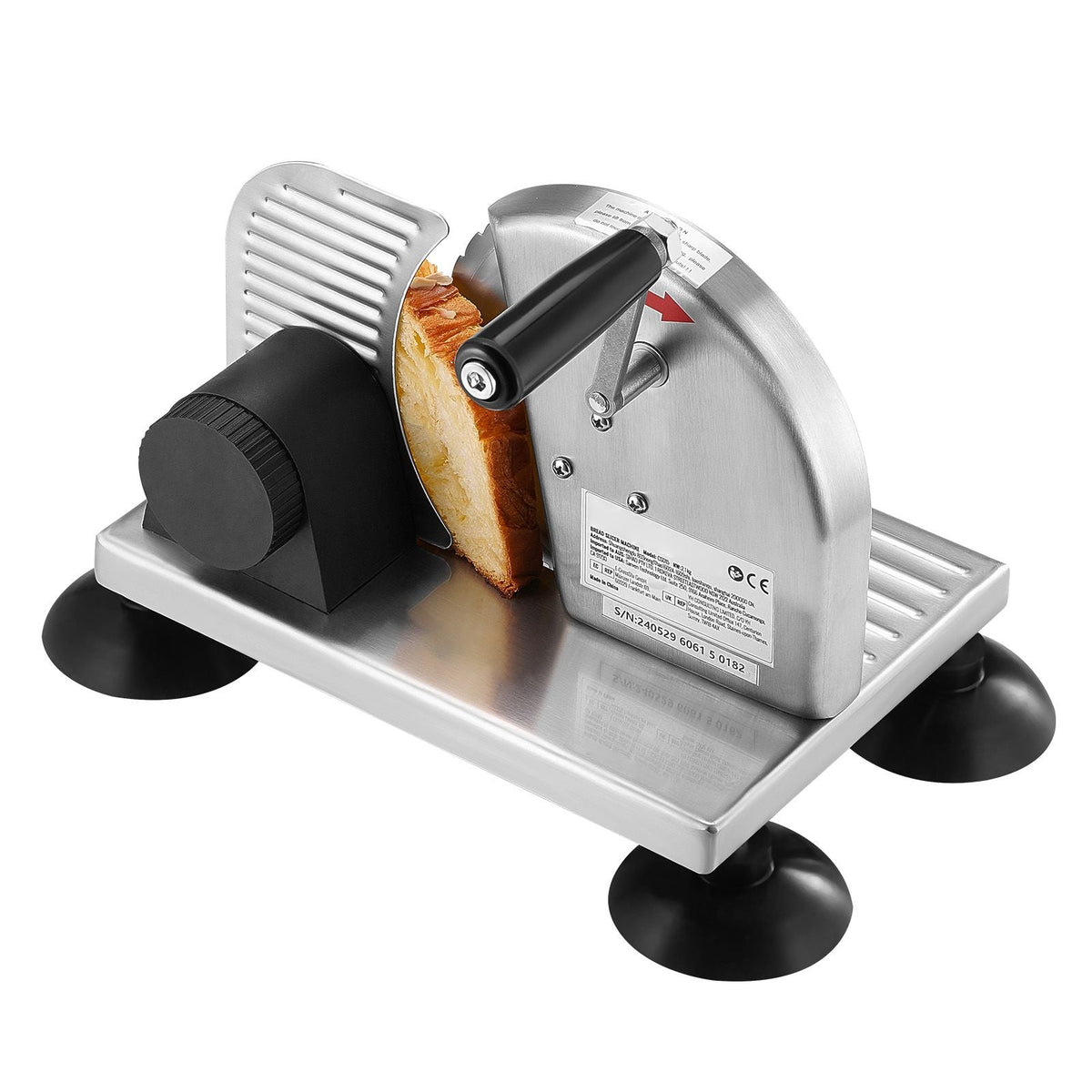 Manual Bread Slicer, 0-6" Adjustable Thickness Cheeser Butter Cutting, Micro-Serrated Stainless Steel Blade, Aluminum Alloy Commercial Cheese Slicer for Kitchen, Restaurant, Bakery, Party