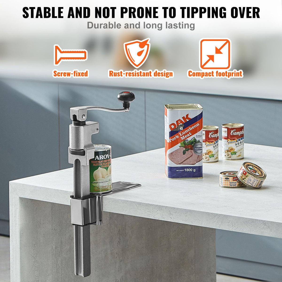 Manual Can Opener, Commercial Table Opener for Large Cans, Heavy Duty Can Opener with Base, Adjustable Height Industrial Jar Opener For Cans Up to 15.7" Tall, for Restaurant Hotel Home Bar