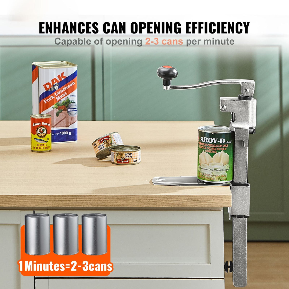 Manual Can Opener, Commercial Table Opener for Large Cans, Heavy Duty Can Opener with Base, Adjustable Height Industrial Jar Opener For Cans Up to 15.7" Tall, for Restaurant Hotel Home Bar
