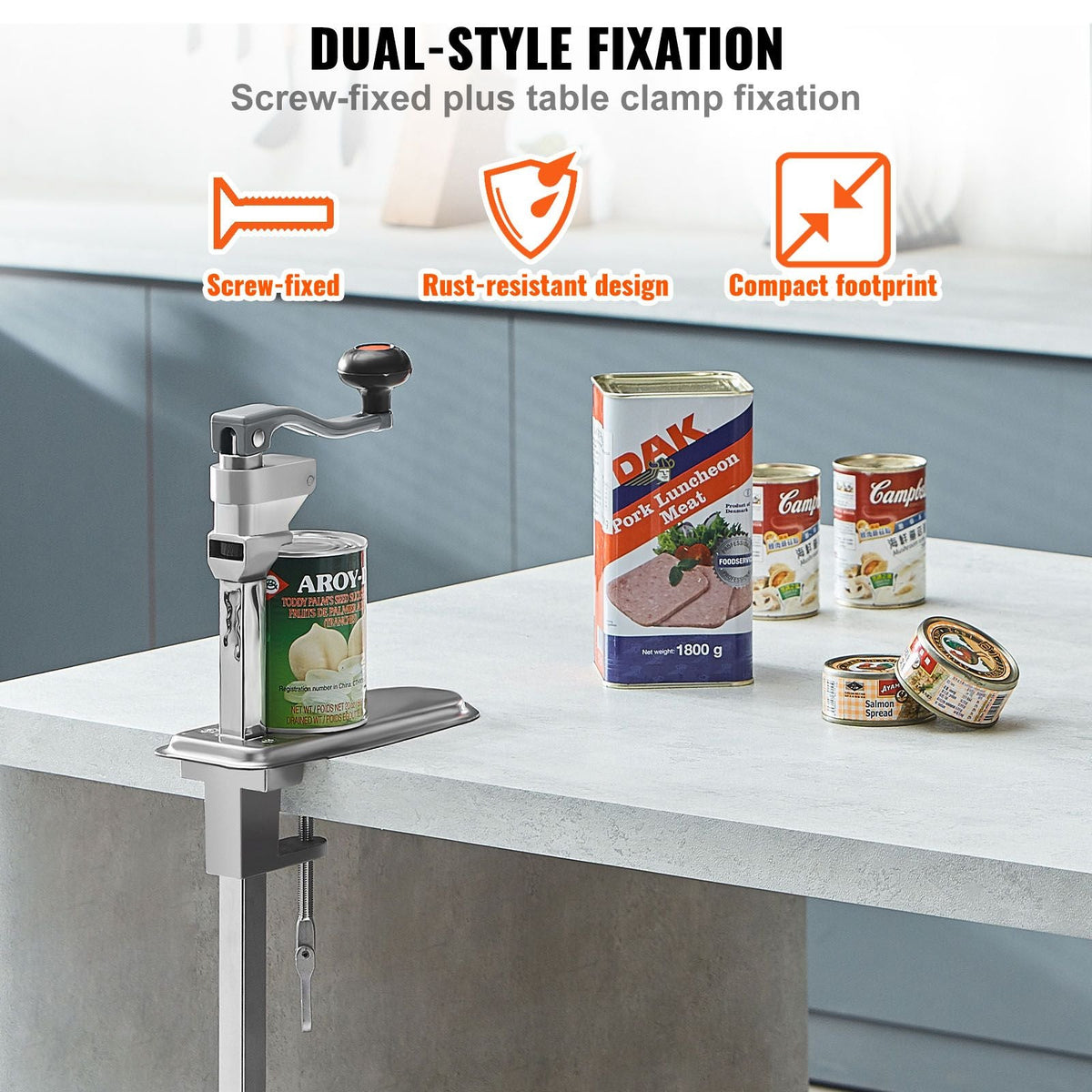 Manual Can Opener, Sturdy Table-Mounted Opener for Big Cans, Durable with Stand, Height-Adjustable Professional Bottle Opener, Suitable for Cans Up to 15.7" High, Ideal for Restaurants, Hotel