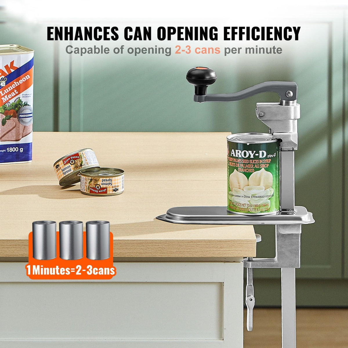Manual Can Opener, Sturdy Table-Mounted Opener for Big Cans, Durable with Stand, Height-Adjustable Professional Bottle Opener, Suitable for Cans Up to 15.7" High, Ideal for Restaurants, Hotel