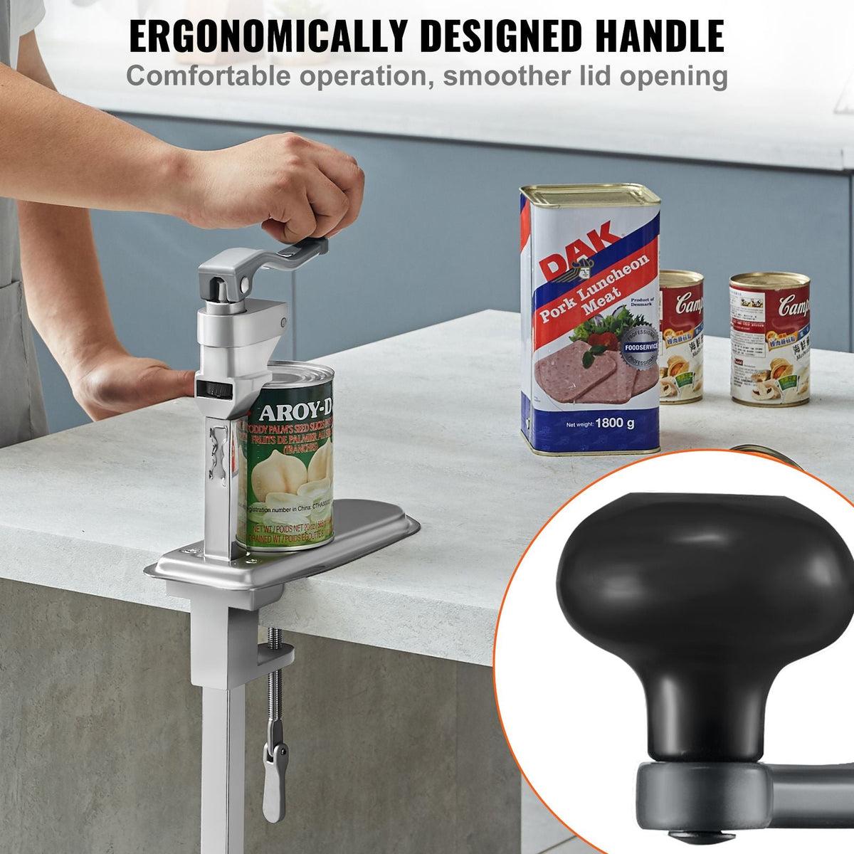 Manual Can Opener, Sturdy Table-Mounted Opener for Big Cans, Durable with Stand, Height-Adjustable Professional Bottle Opener, Suitable for Cans Up to 15.7" High, Ideal for Restaurants, Hotel