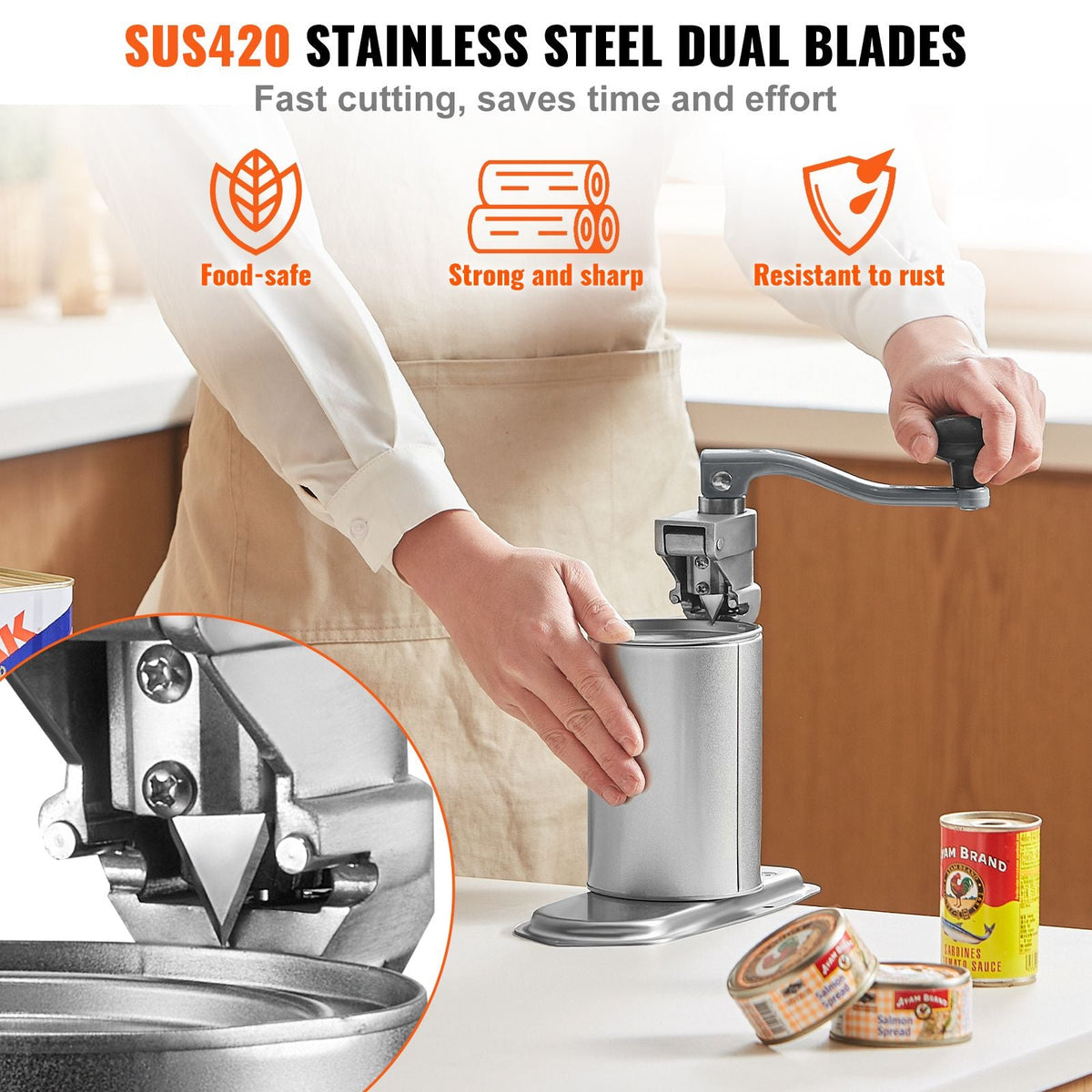 Manual Can Opener, Sturdy Table-Mounted Opener for Big Cans, Durable with Stand, Height-Adjustable Professional Bottle Opener, Suitable for Cans Up to 15.7" High, Ideal for Restaurants, Hotel