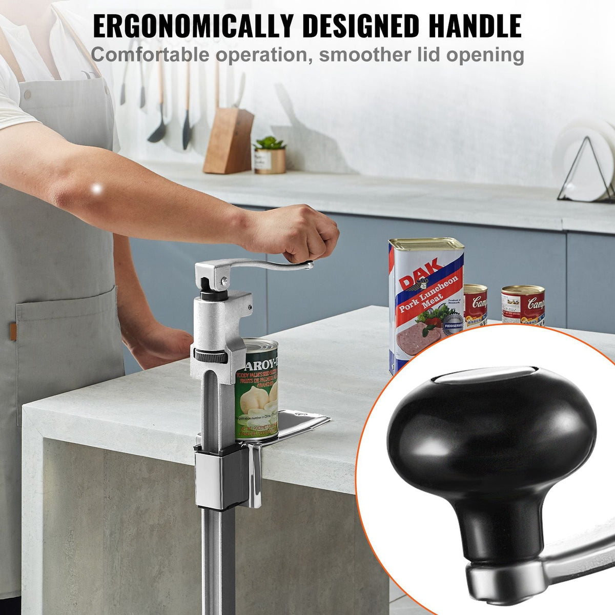 Manual Can Opener, Sturdy Tabletop Can Opener for Big Cans, Durable with Stand, Height-Adjustable Professional Jar Opener, Suitable for Cans Up to 11.8" High, Ideal for Restaurants, Hotels, H