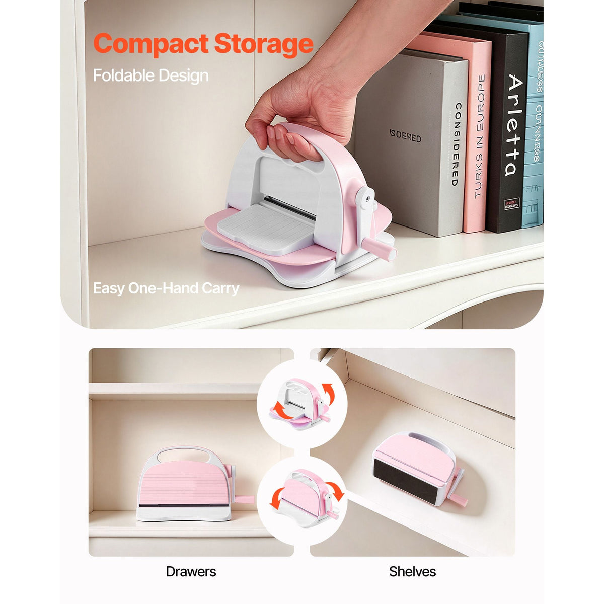 Manual Die Cutting and Embossing Machine, 3" Opening, Portable Die Cut Machine with Cutting Plates, Ergonomic Handle, Easy to Store, for Arts and Crafts, Scrapbooking, Card Making, Crafting