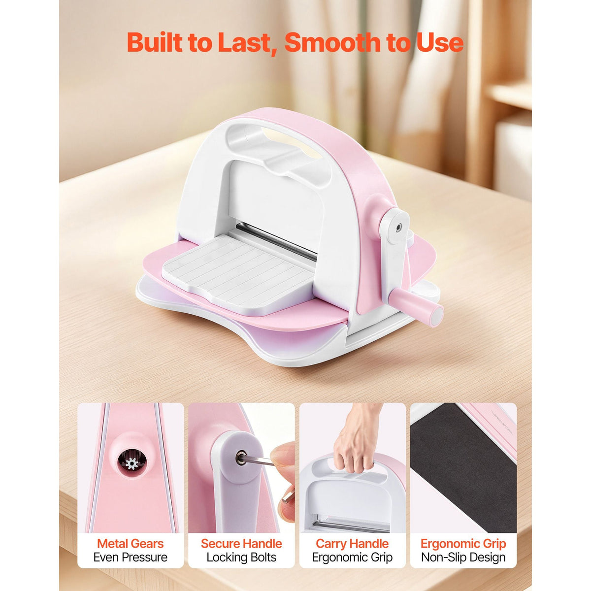 Manual Die Cutting and Embossing Machine, 3" Opening, Portable Die Cut Machine with Cutting Plates, Ergonomic Handle, Easy to Store, for Arts and Crafts, Scrapbooking, Card Making, Crafting