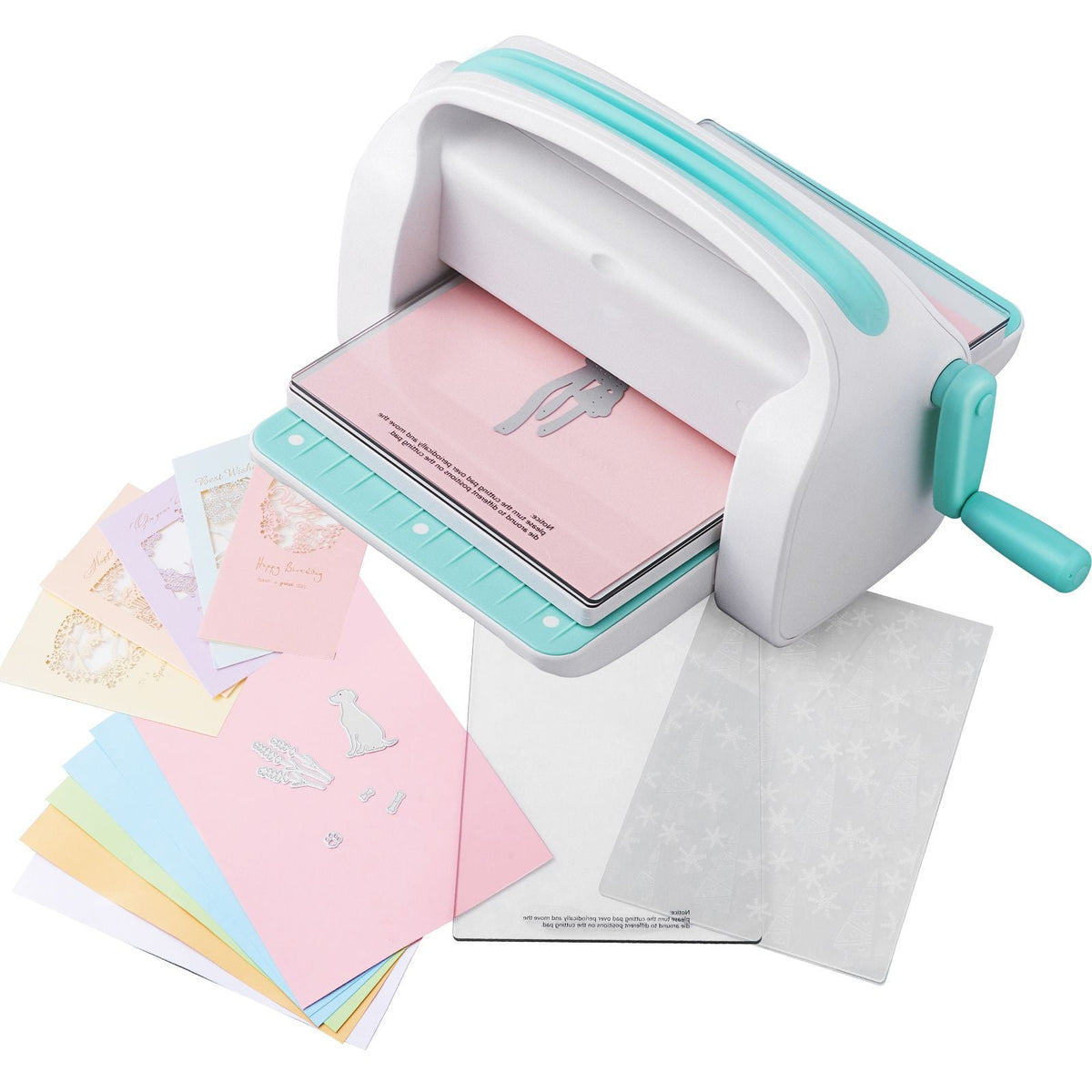 Manual Die Cutting & Embossing Machine, Portable Cut Machines, 9 inch Opening Scrapbooking Machine Full Kit Included, For Arts & Crafts, Scrapbooking, Card Making and Crafting, White