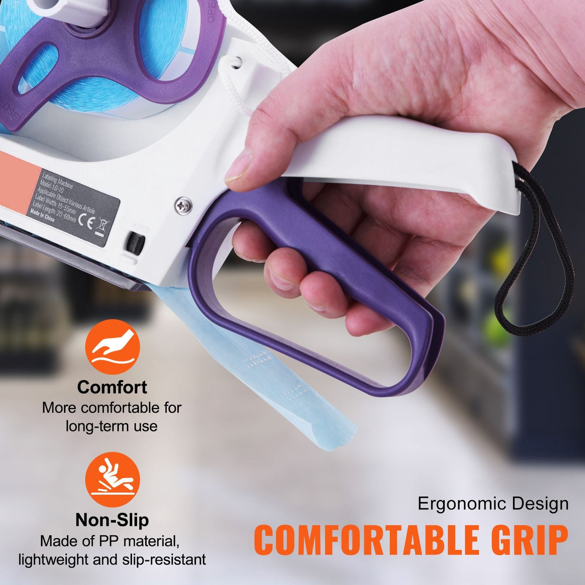 Manual Label Applicator, 0.59-2.17 inches Label Width, 0.79-2.36 inches Label Length, Portable Hand-Held Labeling Machine with Label Roll and TPR Roller for Round Bottles, Boxes, Fruits Labeling
