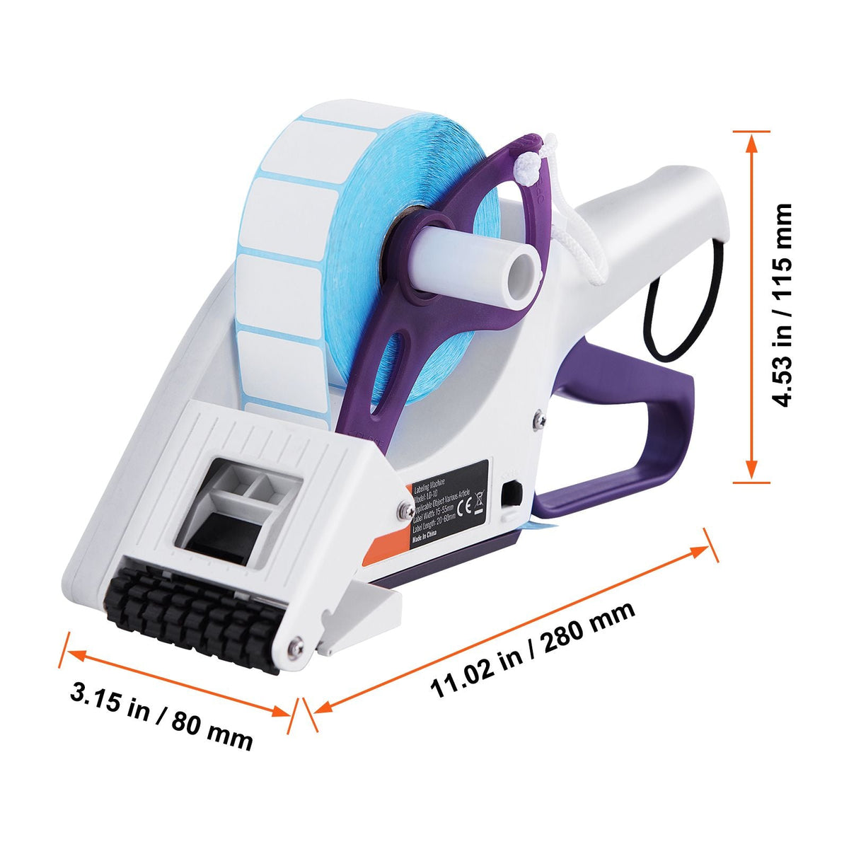 Manual Label Applicator, 0.59-2.17 inches Label Width, 0.79-2.36 inches Label Length, Portable Hand-Held Labeling Machine with Label Roll and TPR Roller for Round Bottles, Boxes, Fruits Labeling